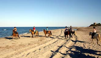 Horse riding trail in Agriates Desert on Corsica Island - Ride in France